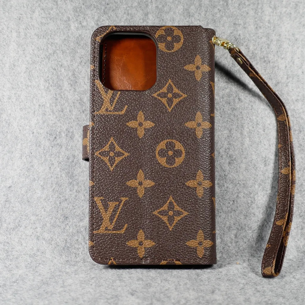 Luxury Wallet Flip iPhone Case with Zipper & Kickstand