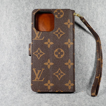Luxury Wallet Flip iPhone Case with Zipper & Kickstand