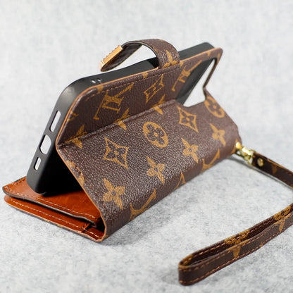 Luxury Wallet Flip iPhone Case with Zipper & Kickstand