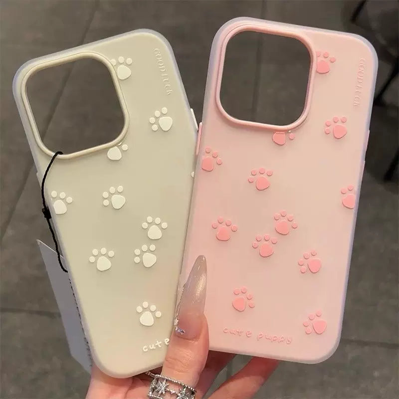 PawPrint 3D Silicone iPhone Case – Soft Matte Cute Edition