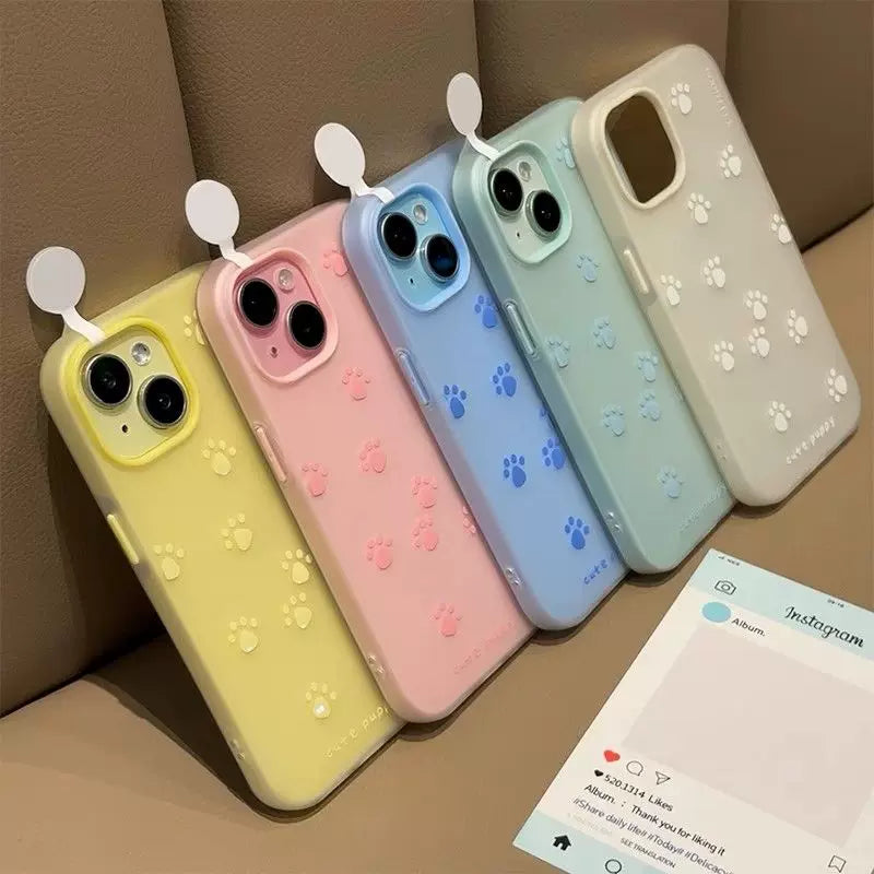 PawPrint 3D Silicone iPhone Case – Soft Matte Cute Edition