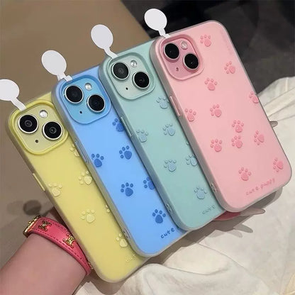PawPrint 3D Silicone iPhone Case – Soft Matte Cute Edition