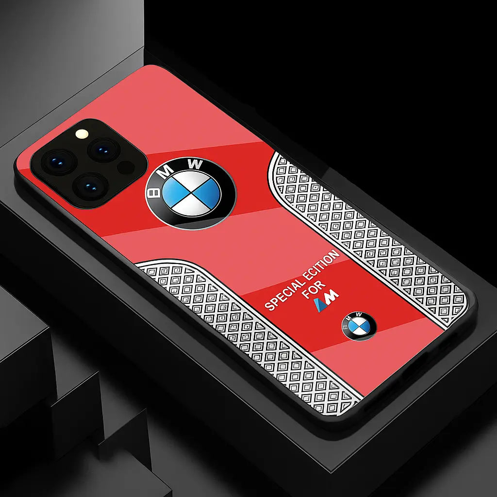 BMW Sport Luxury Phone Case for SAMSUNG – Carbon Fiber Glass Hard Cover