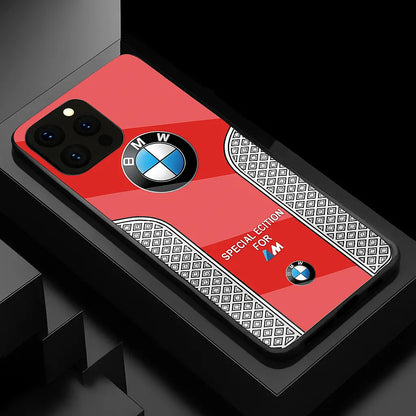 BMW Sport Luxury Phone Case for SAMSUNG – Carbon Fiber Glass Hard Cover