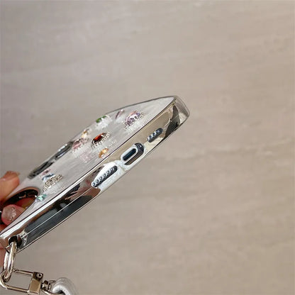 Jewel Mini Bag Case with Rhinestones & Shoulder Straps for iPhone
