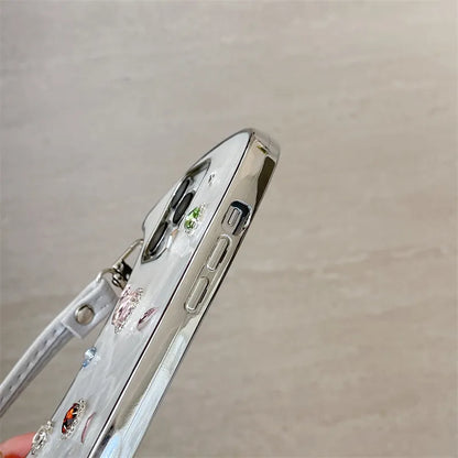 Jewel Mini Bag Case with Rhinestones & Shoulder Straps for iPhone